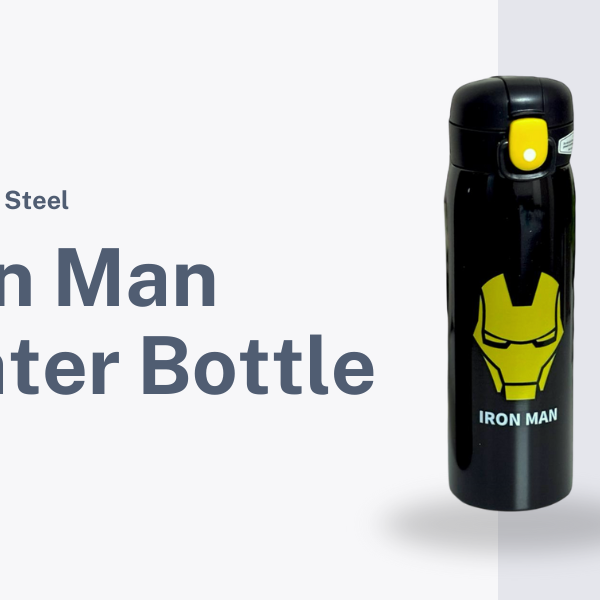 Marvel-Themed Stainless Steel Kids Water Bottle with Soft Silicone Spout, Durable, Non-Toxic, Safe, and Black