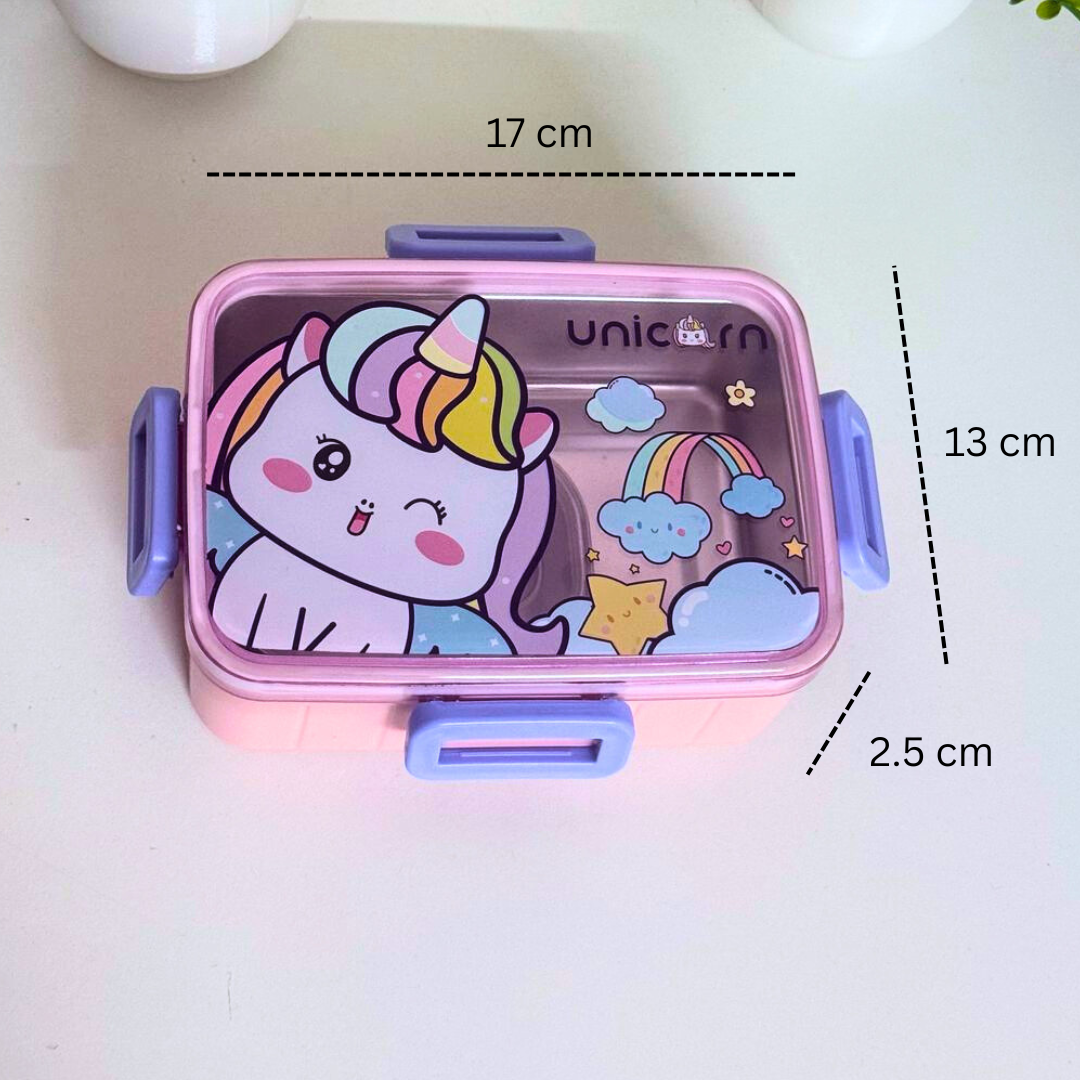 KAKAGUGU Unicorn-Themed 600 ml Stainless Steel Bento Lunch Box with Airtight Container, Leak-Proof and Durable - Image 4