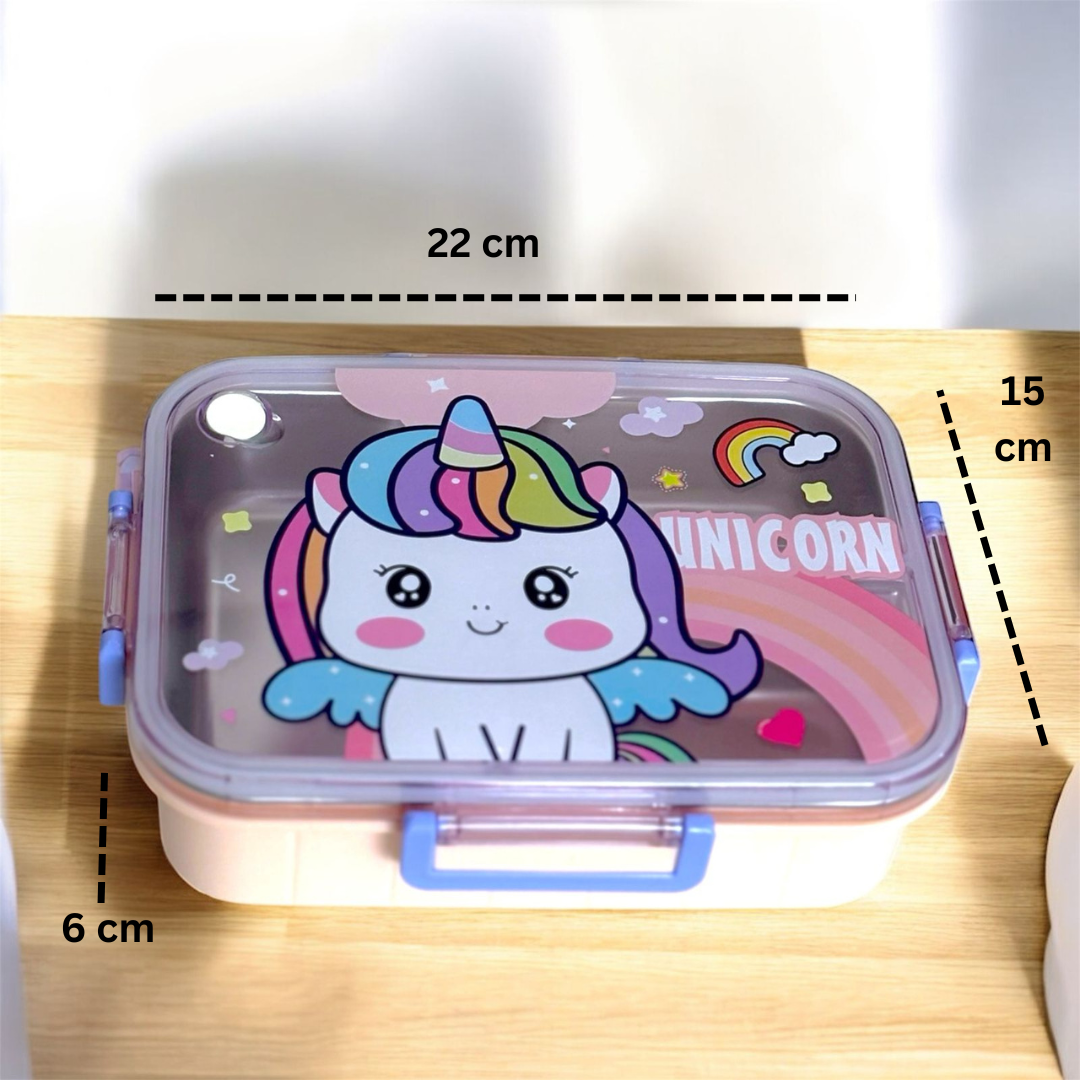 Unicorn-Themed 750 ml Kids Lunch Box with Insulated Compartment for School, Travel, and Snacks - Image 2