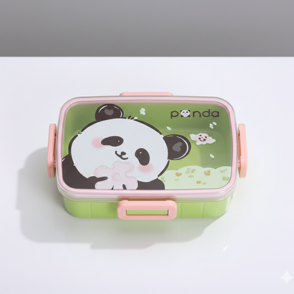 Panda Themed 600 ml Kids Lunch Box with Insulated Compartments – Durable, Leak-Proof, Fun Design for School and Travel