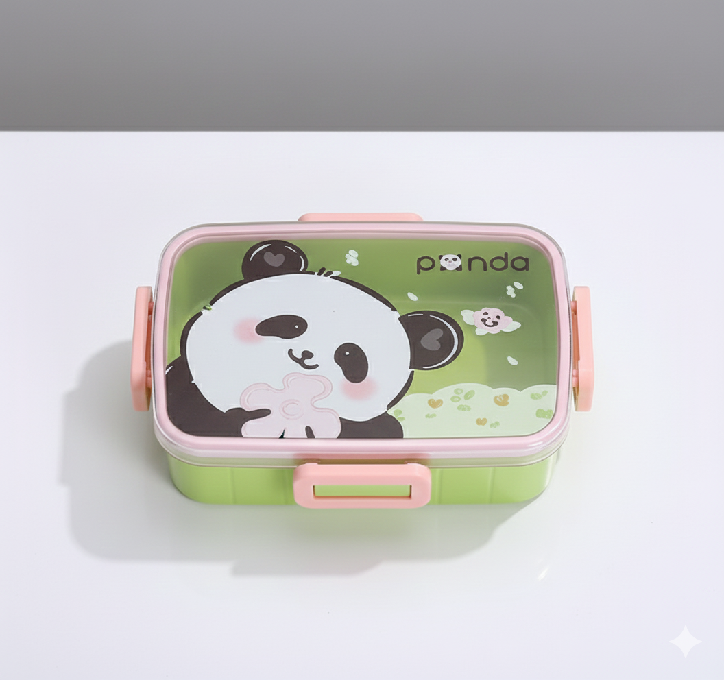 Panda Themed 600 ml Kids Lunch Box with Insulated Compartments – Durable, Leak-Proof, Fun Design for School and Travel