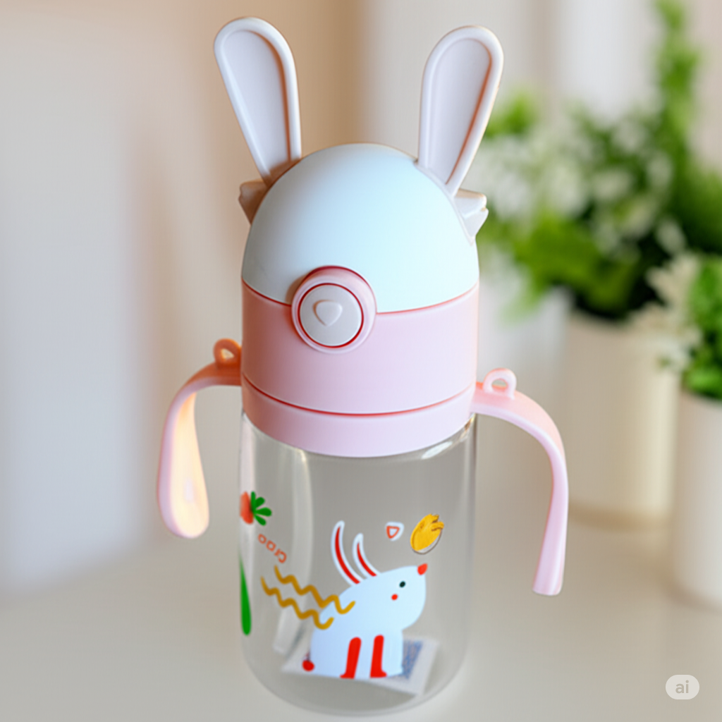 Bunny Sipper 350 ml Cute Animal-Themed Kids Water Bottle with Spill-Proof Lid and Easy Carry Design - Image 4