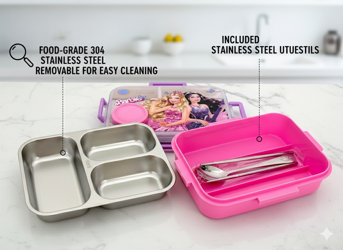 Barbie Rock Star Insulated Lunch Tote with 750 ml Leakproof Container for Stylish Kids Meals - Image 3