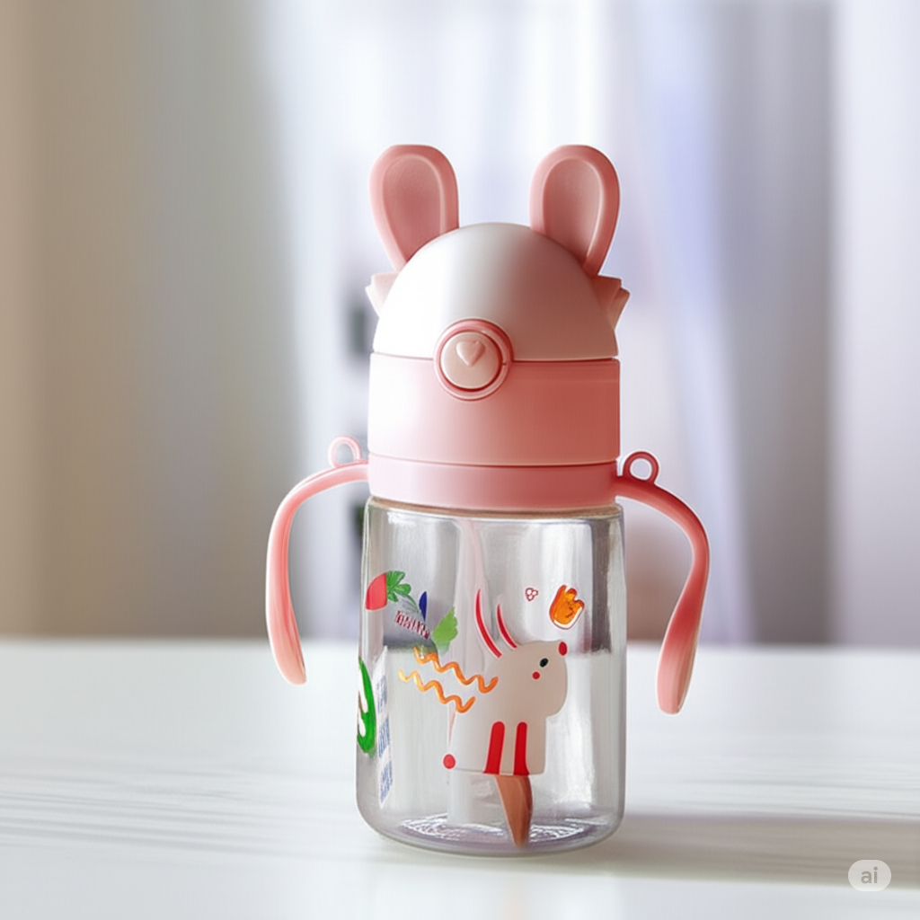 Bunny Sipper 350 ml Cute Animal-Themed Kids Water Bottle with Spill-Proof Lid and Easy Carry Design - Image 2