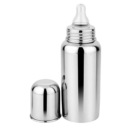 KAKAGUGU 250 ml Stainless Steel Infant and Toddler Feeding Bottle with Silicone Nipple, Dust Cap, Non-Toxic, Safe, and Durable – Silver