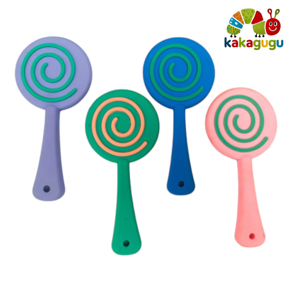 KAKAGUGU Soft Silicone Lollipop-Shaped Teether and Soother for Babies 3+ Months – BPA-Free, Non-Toxic, Safe, and Sensory Stimulating