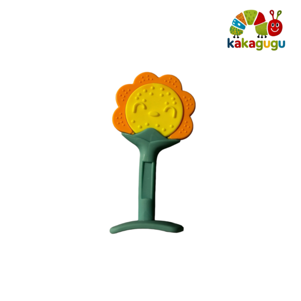 KAKAGUGU Soft Silicone Sunflower-Shaped Teether and Soother for Babies 3+ Months – BPA-Free, Non-Toxic, Safe, and Sensory Stimulating