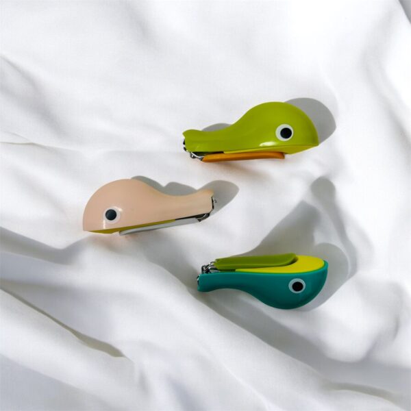 KAKAGUGU Dolphin-Shaped Baby Nail Clipper with Stainless Steel Curved Blade, Safety Stop, Ergonomic Design for Infants