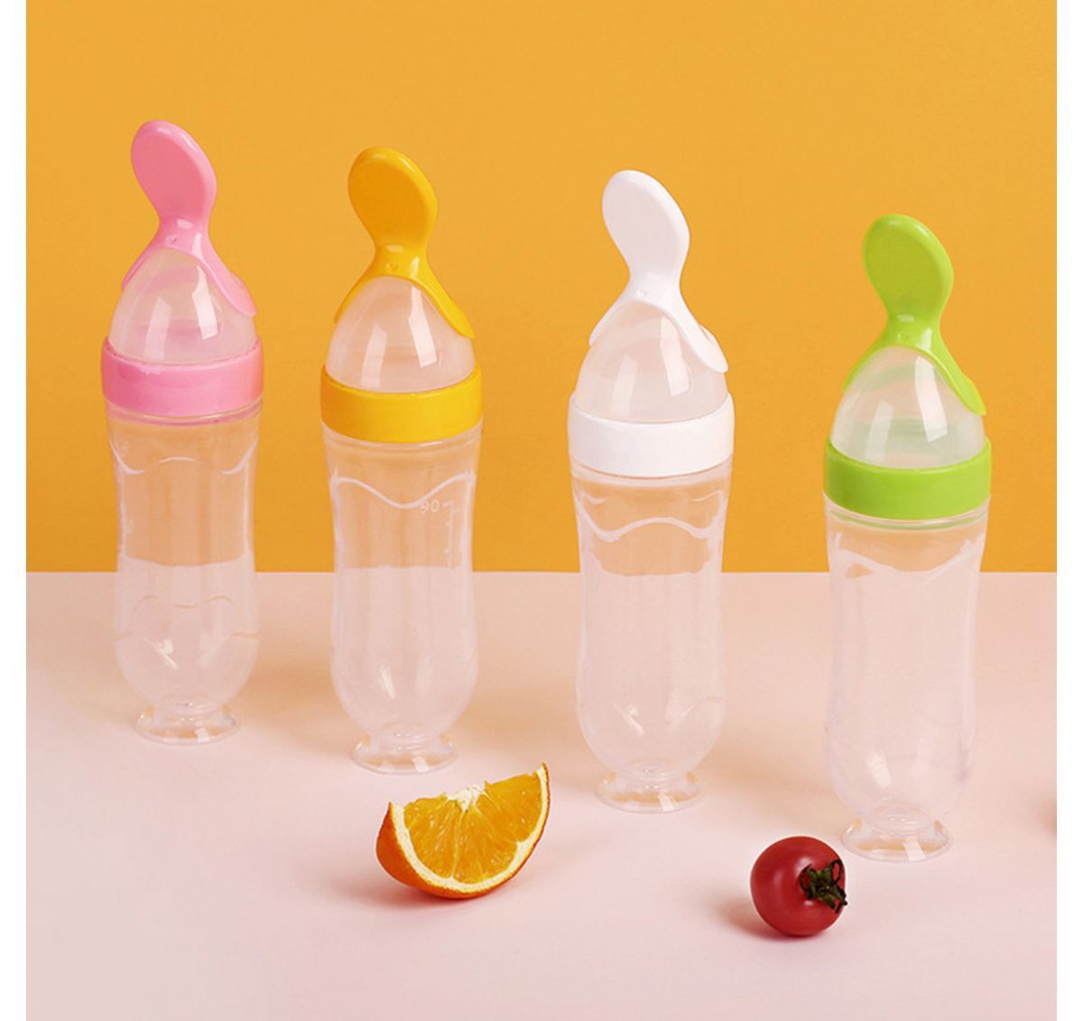 KAKAGUGU Soft Silicone Easy-Feed Spoon Feeder Bottle for Babies 5+ Months – BPA-Free, Non-Toxic, Safe, and Multicolor