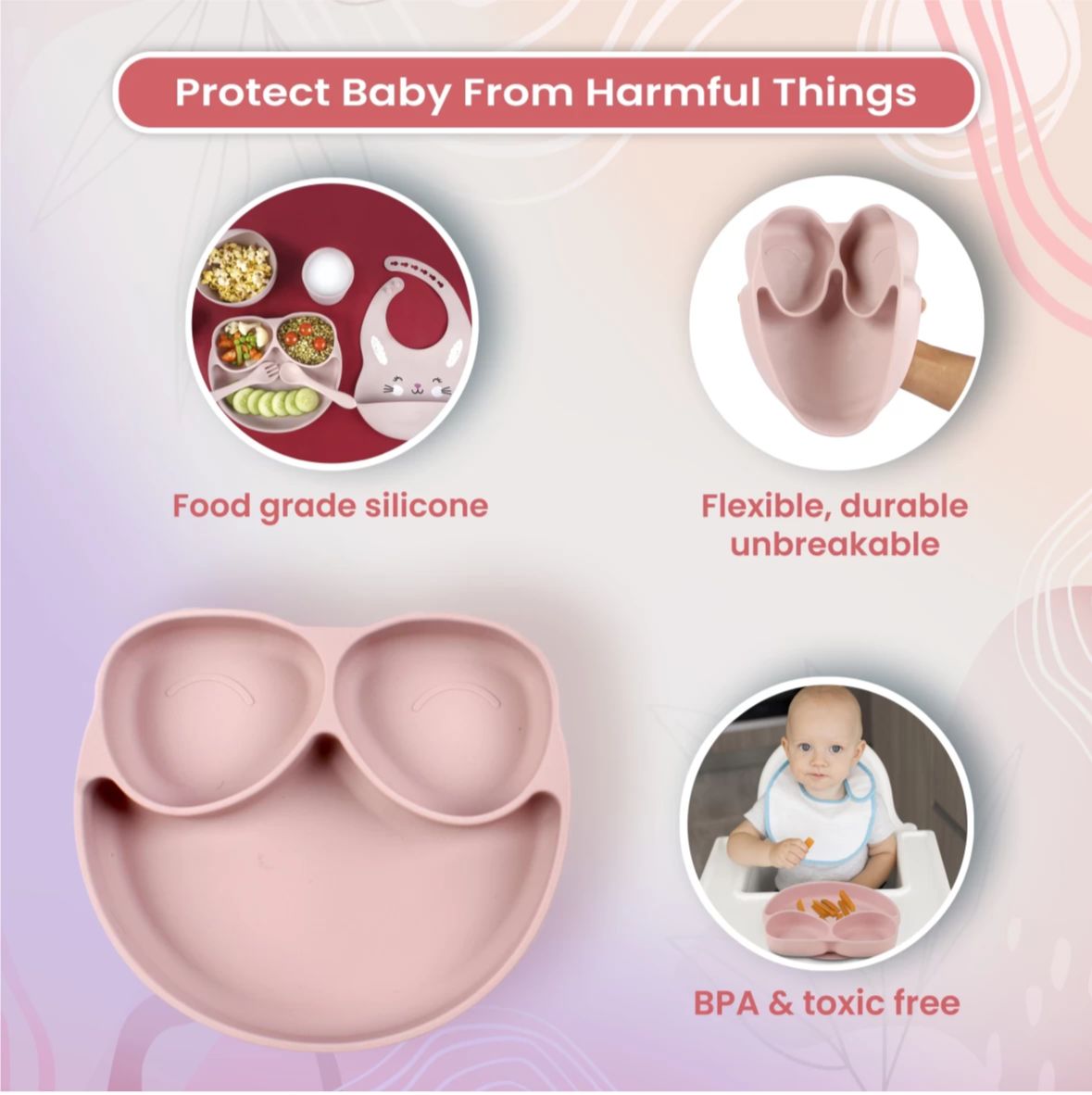 Feeding set : Pack of 6 (Blush Pink) - Image 3