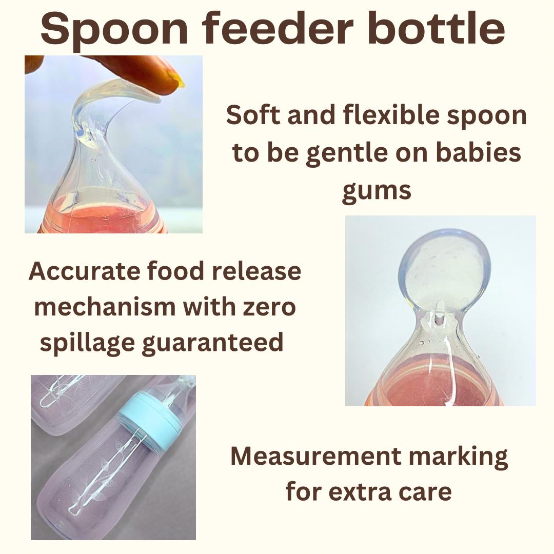 KAKAGUGU Soft Silicone Spoon Feeder Bottle for Babies 5+ Months – BPA-Free, Non-Toxic, Food-Grade, Multicolor, Safe and Ergonomic - Image 3