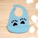 KAKAGUGU Adjustable Silicone Baby Bib for Feeding and Weaning – Waterproof, Soft, Flexible, Button Neckline, Safe for Babies & Toddlers – Sky Blue