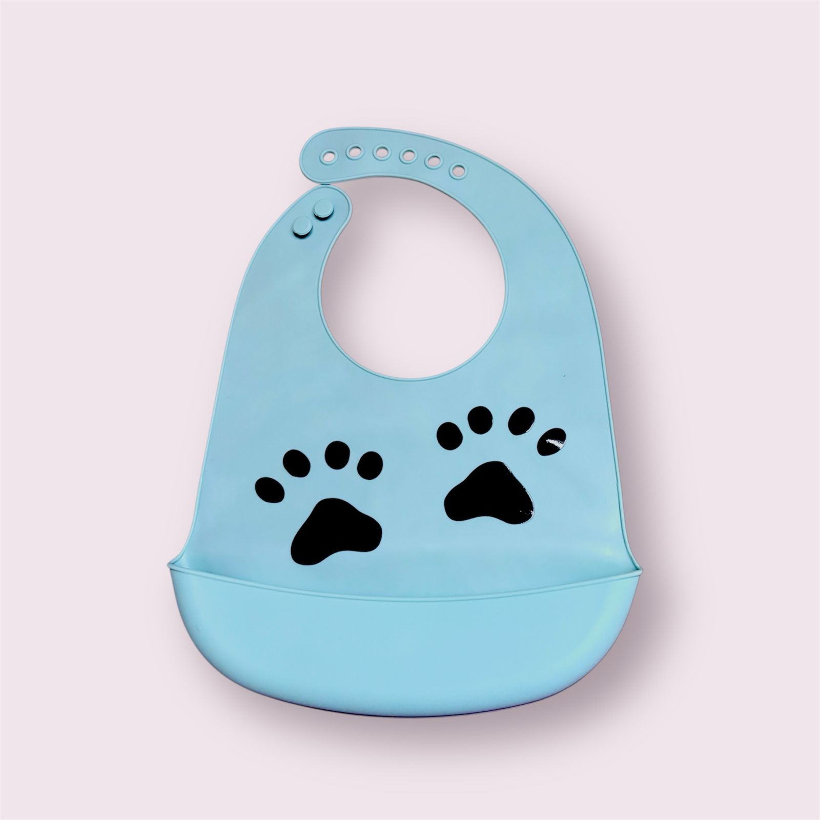 KAKAGUGU Adjustable Silicone Baby Bib for Feeding and Weaning – Waterproof, Soft, Flexible, Button Neckline, Safe for Babies & Toddlers – Sky Blue - Image 2
