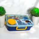 KAKAGUGU Avengers Iron Man 750 ml Stainless Steel Bento Lunch Box with 3 Compartments, Leak-Proof, Pressure Valve, Spoon, and Chopsticks