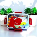 KAKAGUGU Dino-Themed 600 ml Stainless Steel Bento Lunch Box with Airtight Container, Leak-Proof, Durable, and Kid-Friendly