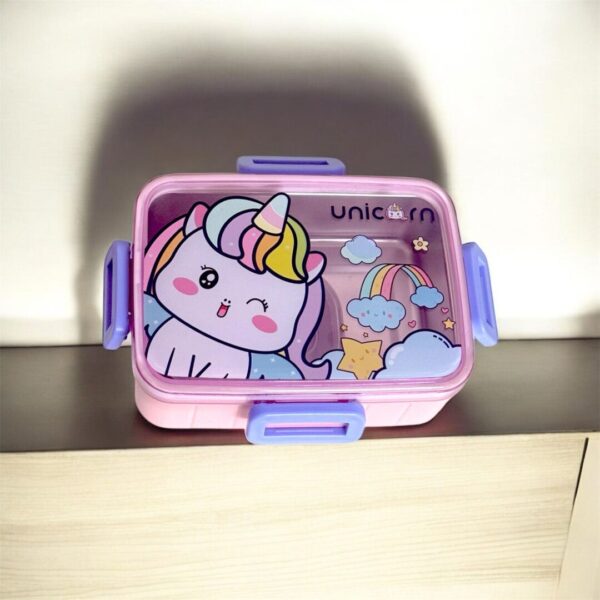 KAKAGUGU Unicorn-Themed 600 ml Stainless Steel Bento Lunch Box with Airtight Container, Leak-Proof and Durable