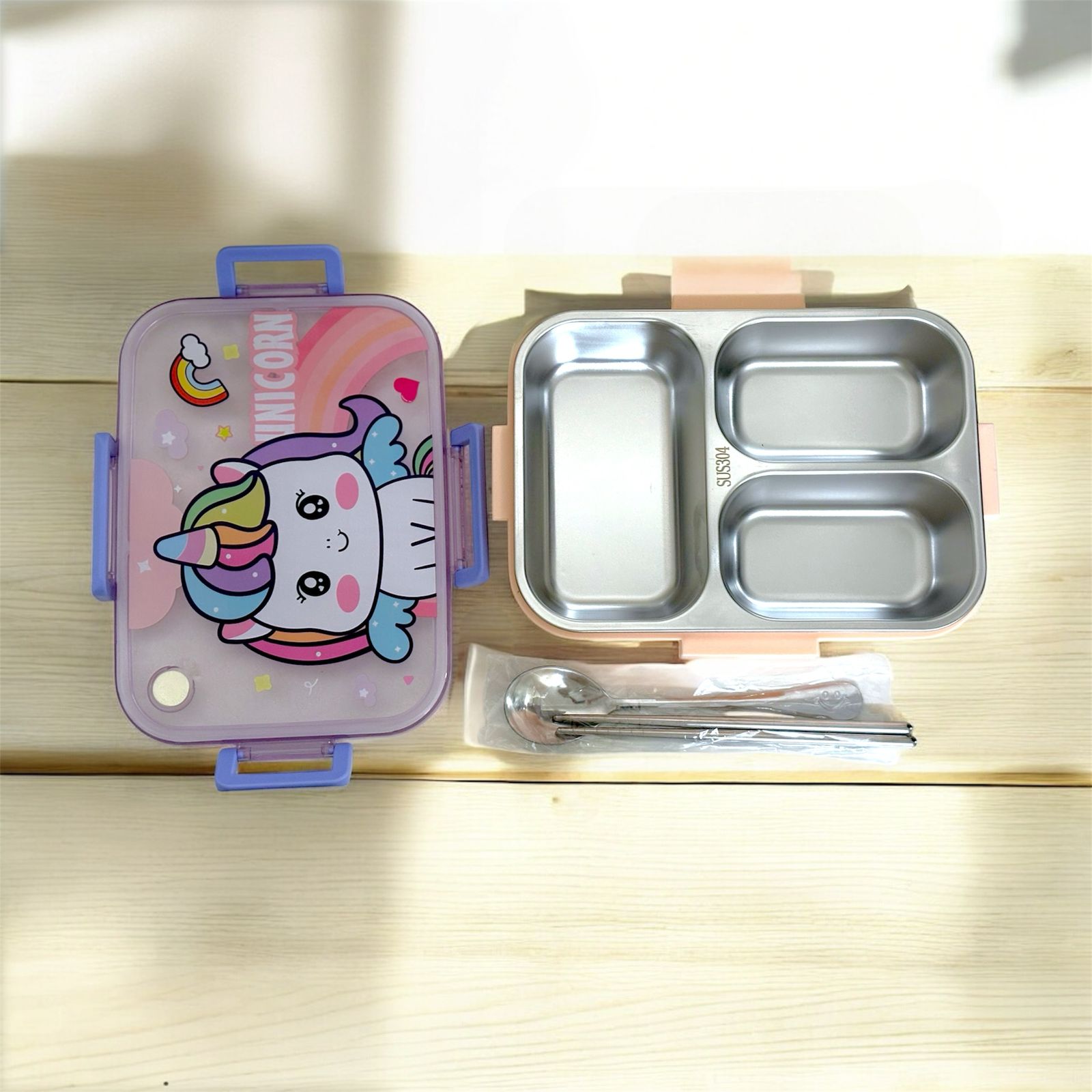 Unicorn-Themed 750 ml Kids Lunch Box with Insulated Compartment for School, Travel, and Snacks - Image 4