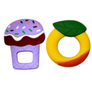 KAKAGUGU Soft Silicone Ice-cream & Mango Shaped Teether and Soother for Babies 3+ Months – BPA-Free, Non-Toxic, Safe and Sensory Stimulating (Pack of 2)