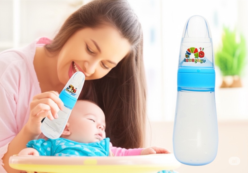 KAKAGUGU Soft Silicone Spoon Feeder Bottle for Babies 5+ Months – BPA-Free, Non-Toxic, Food-Grade, Multicolor, Safe and Ergonomic - Image 6