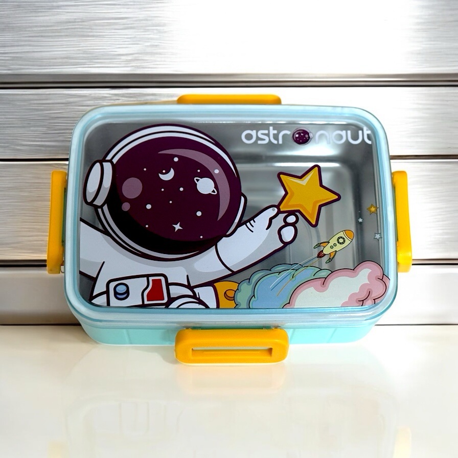 Space-Themed 600 ml Kids Lunch Box with Insulated Compartments – Durable, Leak-Proof, Fun Design for School and Travel