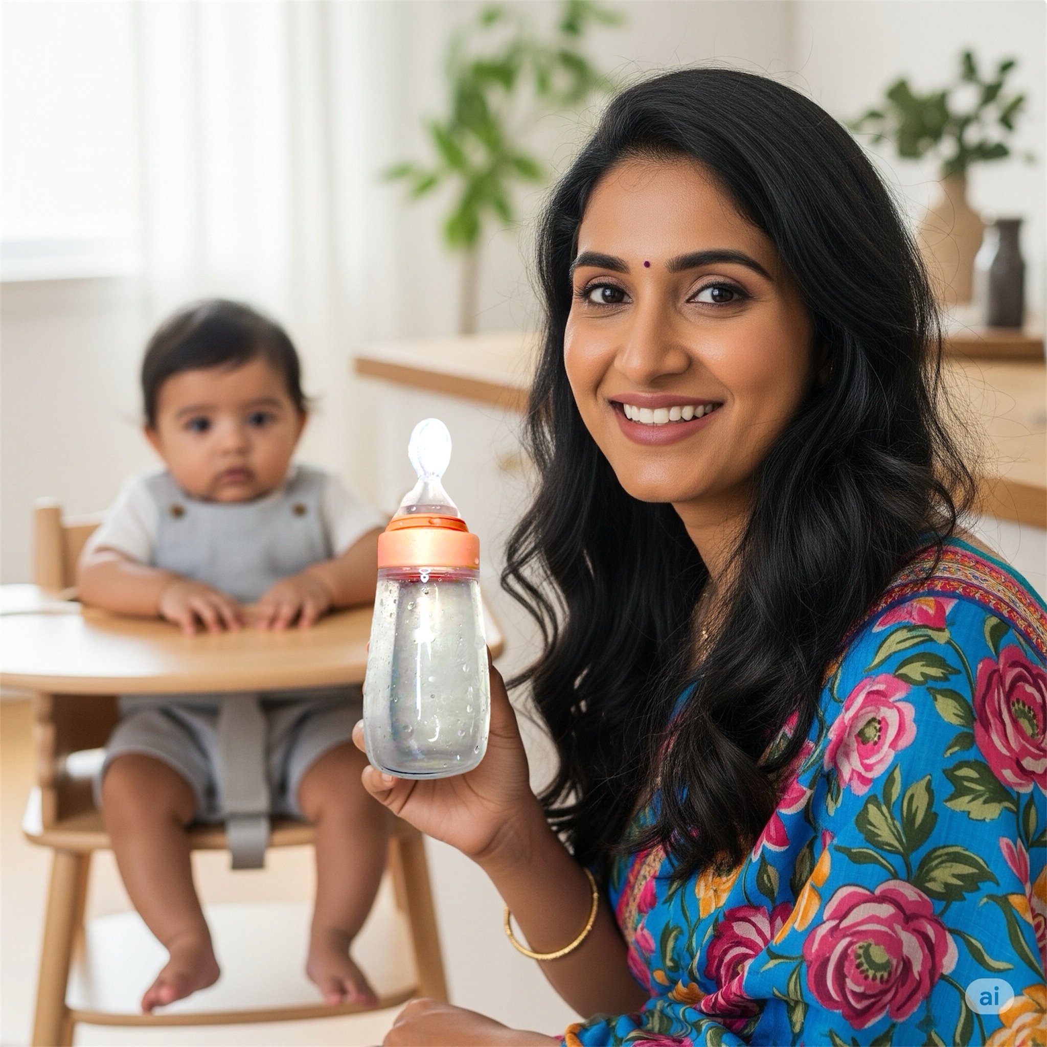 KAKAGUGU Soft Silicone Spoon Feeder Bottle for Babies 5+ Months – BPA-Free, Non-Toxic, Food-Grade, Multicolor, Safe and Ergonomic - Image 2